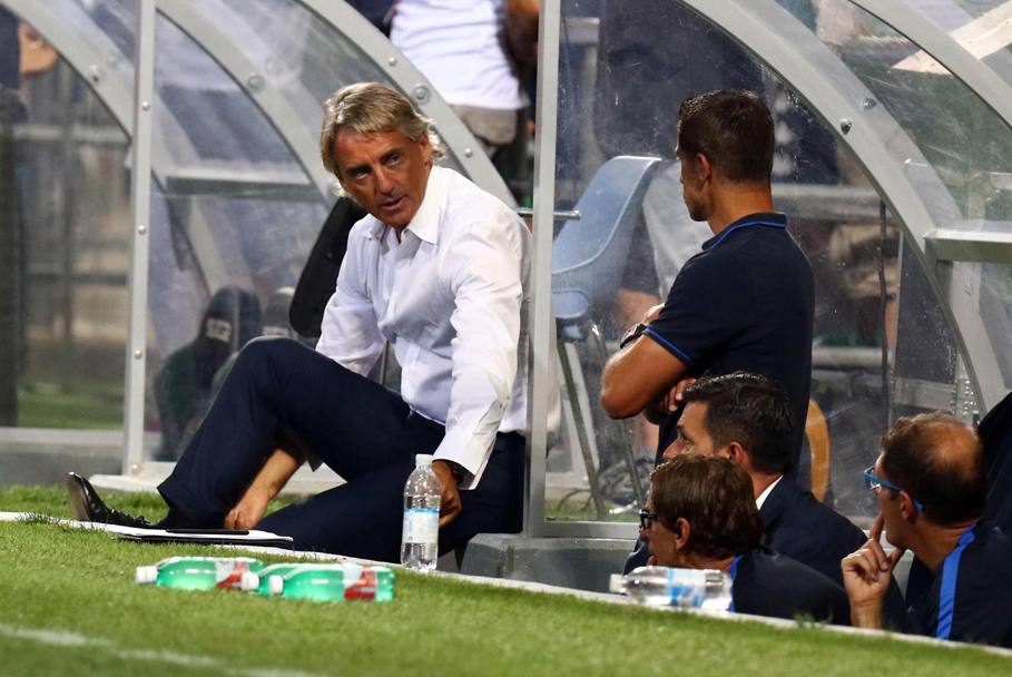 La delusione di Roberto Mancini, tecnico dell&#39;Inter. Ansa